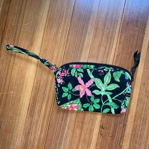 Vera Bradley black, pink, green floral wristlet